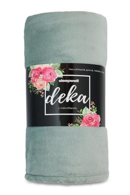 Deka mikroflanel SLEEP WELL®150x200cm, jednobarevná, šalvěj