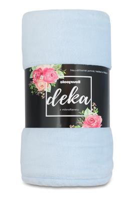 Deka mikroflanel SLEEP WELL®150x200cm, jednobarevná, světlounce modrá