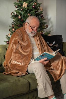 Deka mikroflanel jednobarevná s výšivkou DĚDEČEK