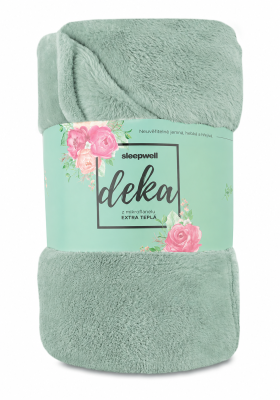 Extra teplá deka mikroflanel SLEEP WELL® 150x200cm, 480 g/m2 - jednobarevná, šalvějová