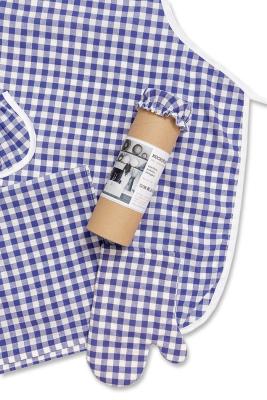 Originální kuchyňská souprava kanafas modrý, tubus - zástěra, utěrka, chňapka