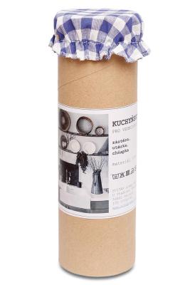 Originální kuchyňská souprava kanafas modrý, tubus - zástěra, utěrka, chňapka