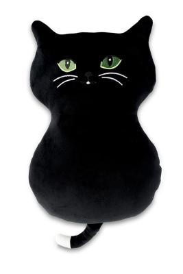 Polštářek/plyšák kočka mikrospandex, 30 cm, černá - zelené oči