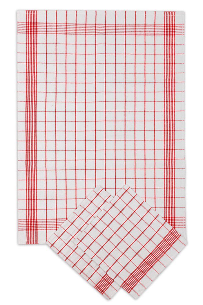 Utěrky bavlněné - Pozitiv bílo - červená 50x70 cm 3ks