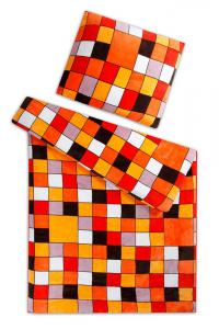 Náhled Povlečení mikroflanel SLEEP WELL® - prodloužené 70x90 cm + 140x220 cm - KOSTKA ORANŽOVÁ