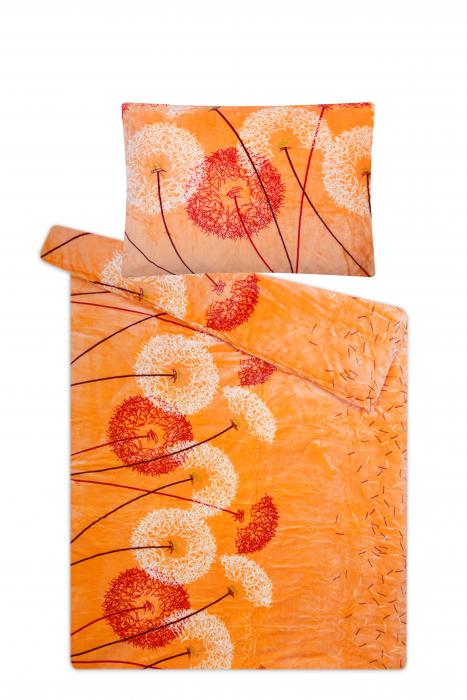 Povlečení mikroflanel SLEEP WELL® - prodloužené 70x90 cm + 140x220 cm - PAMPELIŠKA ORANŽOVÁ