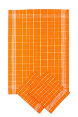 Náhled Utěrky bavlněné - Negativ oranžovo - bílá 50x70 cm 3ks