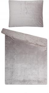 Náhled Povlečení mikroflanel SLEEP WELL® 70x90 cm + 140x200 cm - LESKLÝ PROUŽEK ŠEDÝ