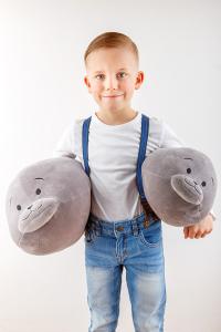 Náhled Plyšák - polštářek mikrospandex 55cm - TULEŇ ŠEDÝ