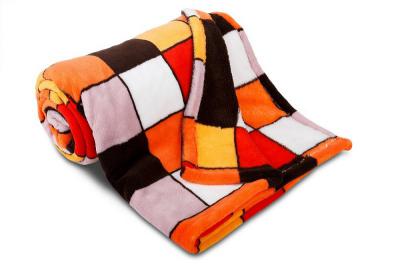 Náhled Dětská deka z mikrovlákna SLEEP WELL® 75x100cm - KOSTKA ORANŽOVÁ
