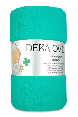 Deka s beránkem lemovaná stuhou oboustranná - 150x200 cm, ecru/mentol