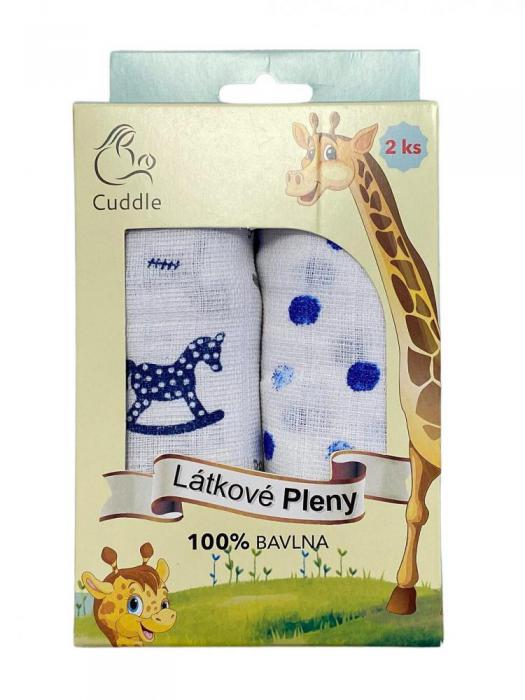 Látkové pleny - dárkové balení modré, 100% bavlna, 2 kusy
