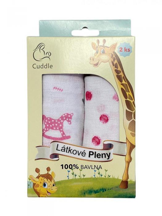 Látkové pleny - dárkové balení růžové, 100% bavlna, 2 kusy
