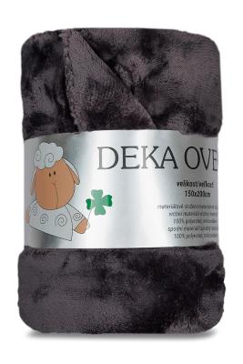 Luxusní deka mikroflanel/mikroplyš STELLA - 150x200 cm, design obláčky antracit