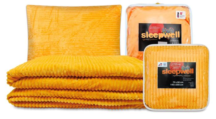 Velká sada sleepwell 2 x povlečení mikroflanel manžestr, 1x prostěradlo mikroflanel 180 cm, oranžová