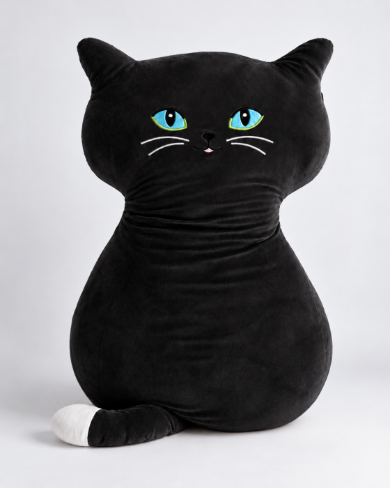 Mega velký polštář KOČKA ČERNÁ, 100 cm