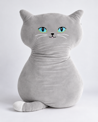 Náhled Mega velký polštář KOČKA ŠEDÁ, 100 cm