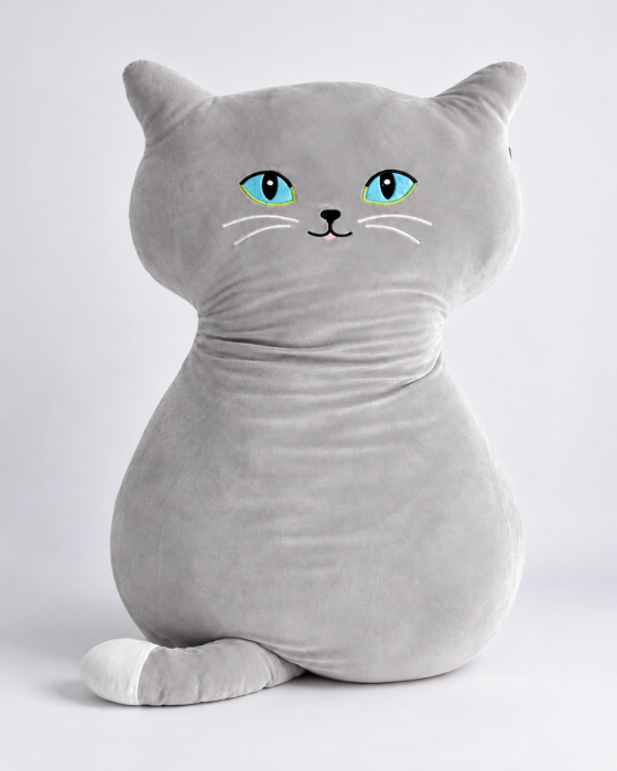 Mega velký polštář KOČKA ŠEDÁ, 100 cm