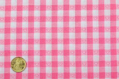 KANAFAS - kostička 1x1cm, růžová s vytkávaným srdíčkem v metráži