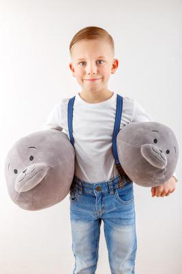 Mluvící plyšák - polštářek mikrospandex 35cm - TULEŇ ŠEDÝ