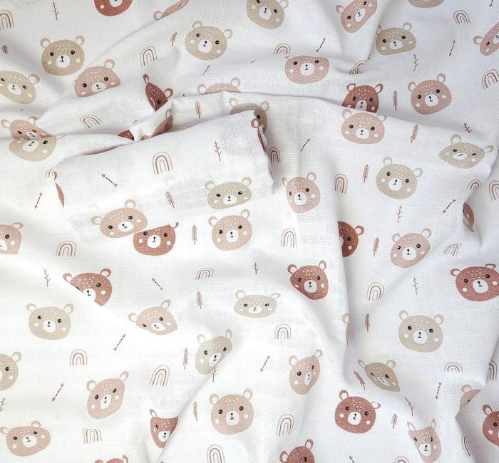 Mušelínové pleny v dárkové sadě, hnědé, 70x70 cm