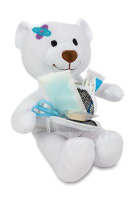 Plyšák medvěd doktor, 30 cm, bílý s kapsou