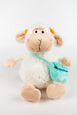 Plyšák ovečka s taškou, 30 cm, mentolová