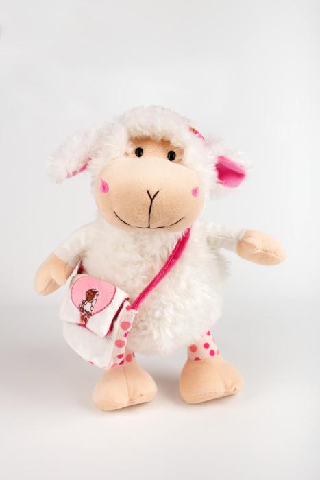 Plyšák ovečka s taškou, 30 cm, růžová