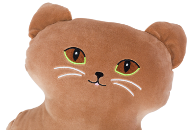 Plyšák-polštářek kočka z mikrospandexu, 30cm, hnědá