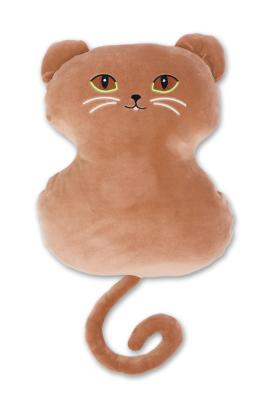 Náhled Plyšák-polštářek kočka z mikrospandexu, 30cm, hnědá
