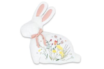 Náhled Plyšový polštářek zajíc s bohatou výšivkou, bílý