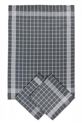 Náhled Utěrky bavlněné - Negativ tmavě/šedo - bílá 50x70 cm 3ks