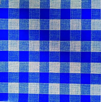 UBRUSOVINA PVC s textilním podkladem/PVC ubrus - vzor kostka modrá