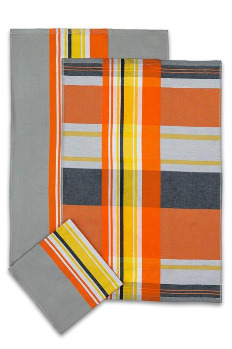 Utěrky žakárové extra savé 50x70cm 3ks - MIX ŠEDORANŽOVÝ